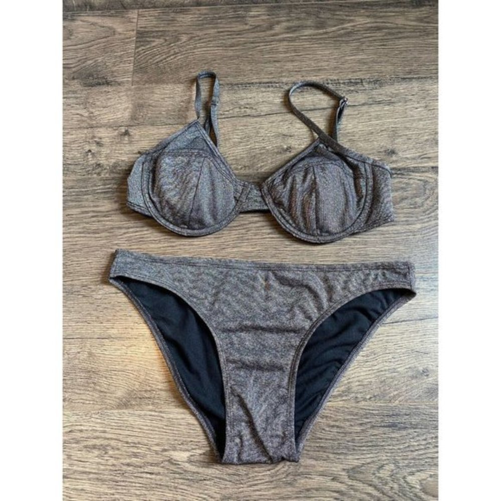 EUC Womens Xhilaration Shimmer Wired Padded‎ Bikini Top & Bottom Size M & L